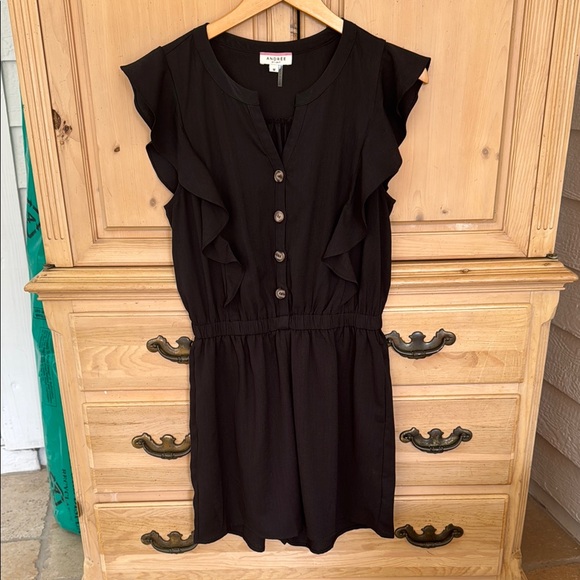 ANDREE BY UNIT Pants - ANDREE BY UNIT Black Smocked Ruffle Sundress